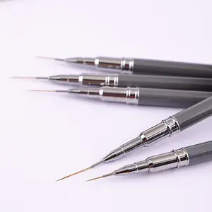 Professional New Arrival 7/9/11/13/15mm Nail Art Brush Set Liner Brush Black And White Gradient Metal Handle
