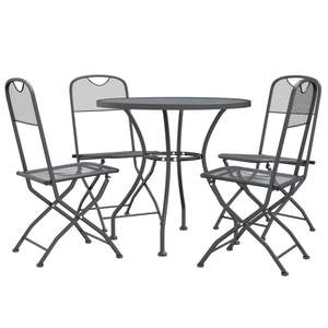 Ensemble de salle à manger de jardin pliable anthracite de taille moyenne en treillis métallique pour repas en extérieur - Product Image 3