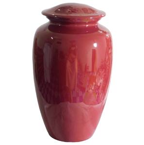 Premium Maroon Adult Cremation Urn for Ashes Handcrafted Decorative Metal <b>Memorial</b> <b>Vase</b> Elegant Funeral Vessel Token Remembrance - Product Image 1