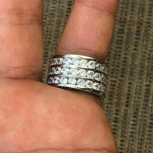 Anillo de Compromiso con Diamante Moissanite de Corte Brillante Redondo Estilo Iced Out, Anillo de Boda de Plata de Ley 925, Joyería Hip Hop para Hombre - Product Image 5