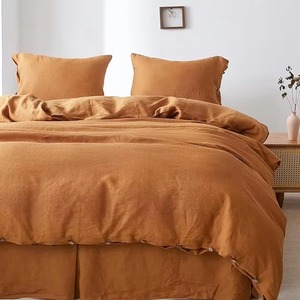 Juego de Ropa de Cama Color Marrón Óxido con Fundas de Almohada, Sábanas Lisas Teñidas, Juego de Edredón para el Hogar - Product Image 3