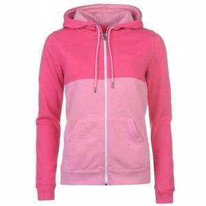 Women's Pink Solid Breathable Casual Full <b>Zip</b> <b>Hooded</b> Sweatshirt Regular Fit Knitted Cotton Autumn Wear Custom Logo - Product Image 1