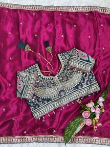 Sari indien ethnique de créateur, orné de paillettes, pour toutes les occasions spéciales et les événements, tenue tendance pour femmes. - Product Image 5