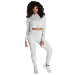 Ensemble de survêtement unisexe avec logo, crop top court pour femme, ensemble de jogging vierge, survêtements grande taille, collection 2 pièces pour femme - Product Image 1