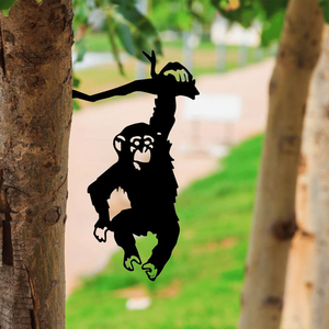 Moderna Scultura da Parete in Ferro a Forma di Scimmia Colorata per Esterni, Decorazione per Patio e Giardino - Servizio di Ritiro Disponibile - Product Image 2