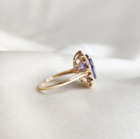 18K verguld 925 sterling zilver ring met natuurlijke 7x9mm tanzaniet ovale edelsteen en CZ accenten, december geboortesteen sieraden