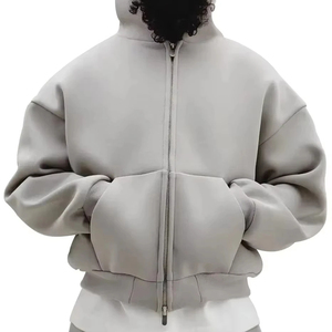 Sudadera con capucha de invierno para hombre, de tejido grueso y pesado, con cremallera completa, forro polar cálido, base sólida y de alta densidad. - Product Image 1