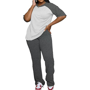 Ladies Casual Lounge Wear Two Piece Set Loose Fit <b>Top</b> Drawstring Pants Summer Outfit Custom Logo - Product Image 2