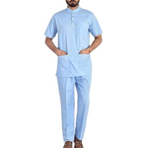 Tenue médicale durable et respirante en coton tissé 100 % pour hommes, ensemble deux pièces avec poches pour cliniques et hôpitaux - Product Image 4