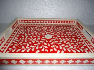 Modern Luxury Round Resin Inlay MDF Wood Sustainable Customizable Single Tier <b>Storage</b> <b>Tray</b> for Desk and Table - Product Image 5