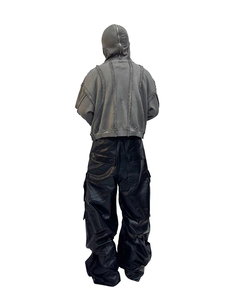 Sudadera con capucha completa con cremallera, lavado ácido, para hombre, ligera, cómoda, personalizada, de forro polar prémium de 310 g, ecológica, estilo ninja con máscara. - Product Image 5