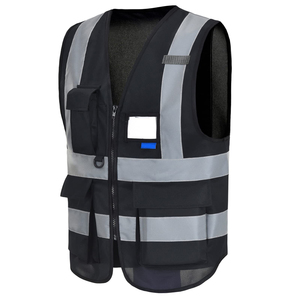 Gilet de sécurité de qualité professionnelle, bande réfléchissante haute visibilité, fermeture à glissière, pour le personnel de sécurité industrielle et le personnel de construction - Product Image 2