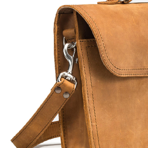 Classic Vintage Fashion Casual Single Shoulder <b>Crossbody</b> <b>Bag</b> Genuine Leather Business Men's <b>Messenger</b> <b>Bag</b> Button Chains Logo - Product Image 5
