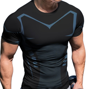 Maillot de sport compressif pour homme, léger, respirant, séchage rapide, manches courtes, été, Spandex/Polyester - Product Image 2