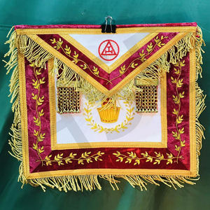 Royal Arch Mason Past High Priest PHP <b>Apron</b> Red Velvet with Gold Bullion Hand Embroidery and Fringe Masonic Regalia - Product Image 1