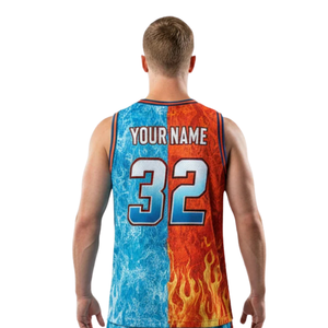 Conjunto de camiseta y pantalones cortos de baloncesto para hombre, cuello en V, sin mangas, patrón triangular, ribete en contraste, nombre impreso, número, uniforme de equipo para adultos - Product Image 4