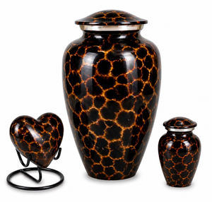 Antique Texture Black Color Cremation Urn Set of 3 for Human <b>Ashes</b> Adult <b>Keepsake</b> & Heart <b>Keepsake</b> - Product Image 2