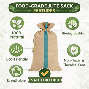 Sac en jute écologique, biodégradable et réutilisable pour l'emballage agricole, robuste, naturel, pour céréales, pommes de terre, oignons, riz, sérigraphie - Product Image 5