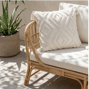 Bohemian Geometric Knitted Cotton Throw <b>Pillow</b> Cover Square Removable Washable Envelope Closure White <b>Decorative</b> <b>Pillow</b> For Sale - Product Image 4