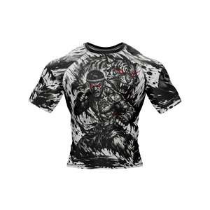 เสื้อรัดรูปแขนสั้นผู้ชาย ลายพิมพ์ไทเกอร์นักรบ แบบซับลิเมชั่น แห้งเร็ว ผลิตจากโพลีเอสเตอร์ สำหรับฝึกซ้อม - Product Image 2