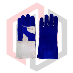 Gants de soudage en cuir bleu, résistants aux déchirures, ignifuges, anti-chaleur, anti-coupures, 14 pouces, sans silicone, pour soudeurs, travaux de barbecue, TIG MIG - Product Image 1