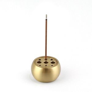 Porte-encens en laiton à 9 trous, base d'encens en métal à plusieurs ouvertures, encensoir minimaliste pour la maison, le bureau et le yoga - Product Image 1