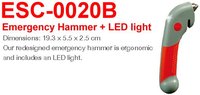 Martillo de Emergencia 3 en 1 ITA-Tools con Luz LED y Cuchillo de Corte, Material ABS y TPR, 175g, Ligero
