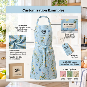 Tablier de cuisine unisexe à motif floral en coton tricoté 140 GSM, impression numérique, tour de cou réglable, logo personnalisé, vente en gros - Product Image 5