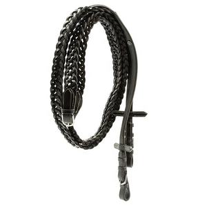 Equipo de equitación inglés de 60 pulgadas personalizado, rienda de cuero de caballo trenzado de 5 trenzas con extremos de broca de hebilla, Manual plisado, certificado MOL - Product Image 2