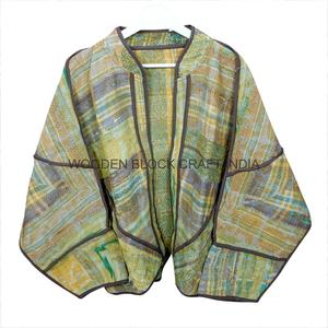 Veste Kantha en coton respirant et écologique, col mandarin, imprimé à la main, longueur standard, séchage rapide, pour l'automne et l'hiver, vente en gros - Product Image 1