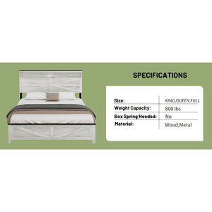 Lit en bois king-size avec rangement caché Blanc sans sommier à ressorts-Comprend une tête de lit en bois élégante - Product Image 4