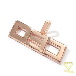 Collar con Colgante LIL TROY de Diamante Cultivado en Laboratorio de Primera Calidad con Letra Brillante y Elegante, Amuleto de Bolsa de Dinero y Cadena de Eslabones Cubanos - Product Image 3