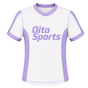 Ensemble short et maillot de rugby blanc lavande à manches courtes et col en V, uniforme d'équipe personnalisé, respirant, pour l'entraînement et le sport - Product Image 3