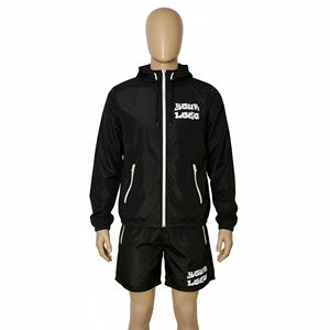 Customzie Windbreaker Hoodie & <b>Shorts</b> Set High Street Breathable Lightweight Nylon Double Lined Durable <b>Men's</b> Windbreaker Sets - Product Image 4
