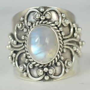 Blue Fire Rainbow Moonstone <b>Ring</b> 925 Sterling <b>Silver</b> Handmade <b>Statement</b> Promise <b>Ring</b> for Women Boho Oval June Birthstone Jewelry - Product Image 3