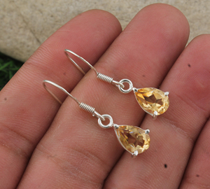 ต่างหูทรงหยดน้ำพลอยซิทรินธรรมชาติ เงินแท้ 925 พลอยสีเหลือง สำหรับผู้หญิง หินประจำเดือนพฤศจิกายน เครื่องประดับหรูหราสำหรับงานปาร์ตี้ ขายส่ง - Product Image 3