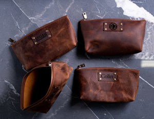 Custom Portable Genuine Leather Toiletry <b>Bag</b> Vintage Travel Dopp Kit <b>Men</b> Waterproof Shaving Cosmetic <b>Wash</b> <b>Bag</b> LYG-0141 - Product Image 3