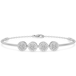 กำไลข้อมือเพชรแล็บเกรดพรีเมียม Galaxy Scattered Sparkle รุ่น Eloise Halo แบบเปิดได้ (1 กะรัต) ทูวี. ทองคำ 18k สำหรับเด็กผู้หญิง - Product Image 1