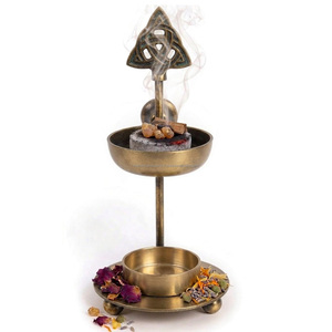 Porta Incienso Metálico Ajustable en Altura para Aliviar el Estrés en la Oficina, con Tapa Triquetra - Product Image 2