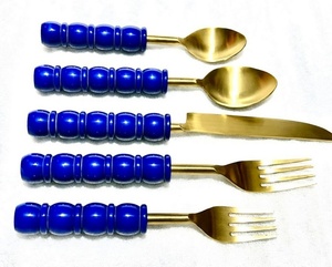 Nuevo juego de cubiertos de acero inoxidable con mango de resina, el mejor regalo, vajilla, utensilios de cocina, juego de cubiertos para bodas y fiestas. - Product Image 4