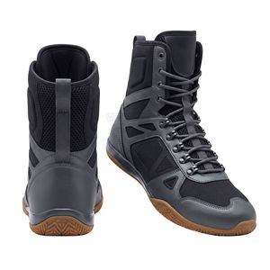 Botas de Boxeo Negras de Grafito Premium, Calzado de Lucha Libre Transpirable, Antideslizante, con Suela Flexible, Zapatos de Entrenamiento de Boxeo - Product Image 2