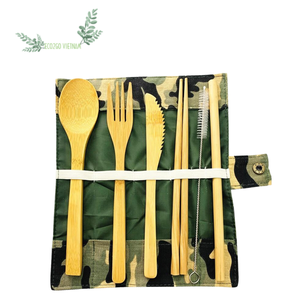 Natural <b>Bamboo</b> Flatware Set Reusable Travel Cutlery Spoon Set Handcrafted in Vietnam - Product Image 5