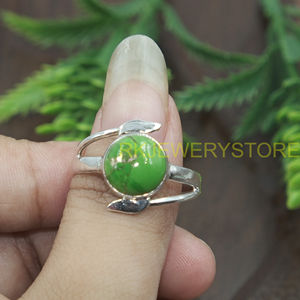 Green Copper Turquoise <b>Ring</b> 925 Sterling Silver Handmade Designer Gemstone <b>Ring</b> <b>Statement</b> Jewelry Gift for Women Girlfriend Her - Product Image 4