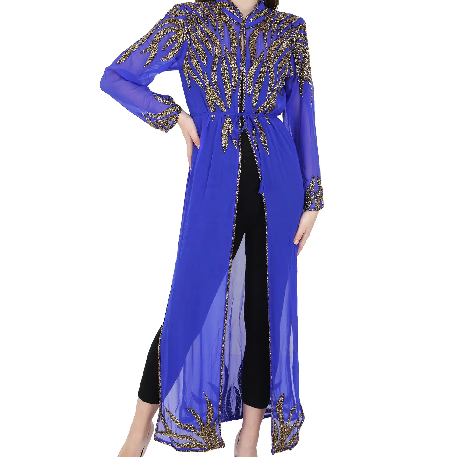 Robe islamique à la mode, Cardigan Design, beaux Kaftans pour femmes, vêtements musulmans traditionnels Abaya, travail de broderie à la main