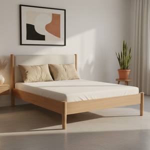 Cama Lyne de Estilo Mid-Century, Madera de Teca Sólida, Paquete de Seguridad, Tamaño Queen, para Hotel, Apartamento, Dormitorio - Product Image 3
