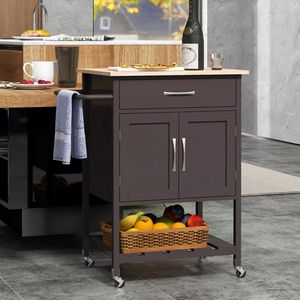 Carrello da Cucina Moderno con Ruote, Cassetto, Portasciugamani e Piano in Vetro - Product Image 3
