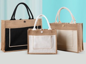 Bolsas reutilizables de tela de yute para uso diario - Product Image 4