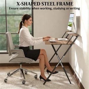 Walnut Wood Folding Computer <b>Desk</b> for Small Spaces Home Office <b>Foldable</b> <b>Desk</b> - Product Image 3