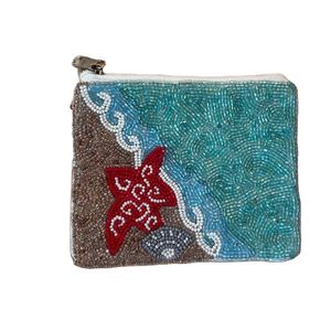 Pochette à monnaie en daim multicolore avec broderie artisanale et perles, fermeture éclair, fabriquée en Inde par MD HANDICRAFTS - Product Image 1