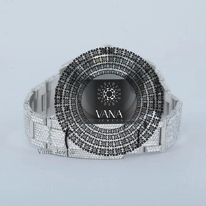 นาฬิกาข้อมือผู้ชาย VANA JEWELS สไตล์ฮิปฮอปสุดหรู ประดับเพชรโมอิสซาไนต์ ตัวเรือนสแตนเลสทรงกลม หน้าปัดอนาล็อก ระบบกลไก กระจก  ฝังเพชรเต็มหน้าปัด - Product Image 2